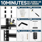 5-Tier 60”D X 24”W X 72”H Heavy Duty Shelving 3000LBS Garage Storage Rack Heavy Duty Adjustable Industrial Warehouse Shelving(Black)