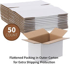 FARRAY Shipping Boxes 6x4x4 inches (Inner Size), 50 Pack Sturdy Kraft Corrugated Small Cardboard Boxes for Mailing Packing, White