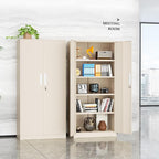 SUNCROWN 72" Metal Storage Cabinet - Heavy-Duty Metal Garage Cabinet with 4 Adjustable Shelves & 2 Doors for Tools, Office, Home, Workshop,Warm Grey-Small