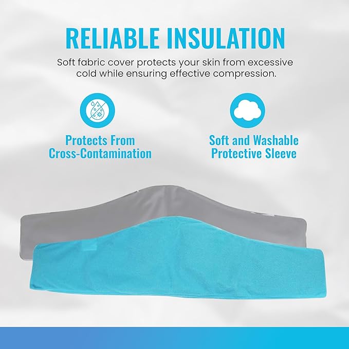 ICEWRAPS Extra Cover ONLY for 7"x28" Therapy Clay Ice Pack | Reusable and Washable Soft Fabric Cover for Cold Pack | Fabric Cold Compress Sleeve | 7"x28" Soft Ice Pack Cover | Blue Fabric Cover Only