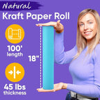 USA Made 18" x 1200" Light Blue Paper Roll, 45 lbs Thickness, American Quality Colored Kraft Paper for School, Bulletin Board, Arts & Crafts - Non-Toxic, Odorless, Safe for Kids