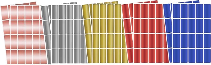 Small Label Stickers Rectangular Tags 1.57 inch x 0.75 inch in 5 Metallic Colors (40mm x 19mm) - 200 Pack by Royal Green