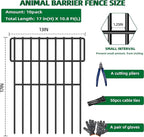 10 Panels Garden Fencing Animal Barrier, 17in (H) X 10.8ft (L) No Dig Dog Fence, 1.25 in Gap Fence Border for Dogs Rabbits, Rustproof Metal Decorative Fences Blocker for Outdoor, Yard, Patio