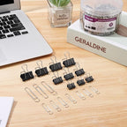 360 Pcs Paper Clips and Binder Clips Assorted Sizes, Large Medium Small Size Silver Paper Clips & Black Binder Clips with Container, for Office, Home, School Supplies