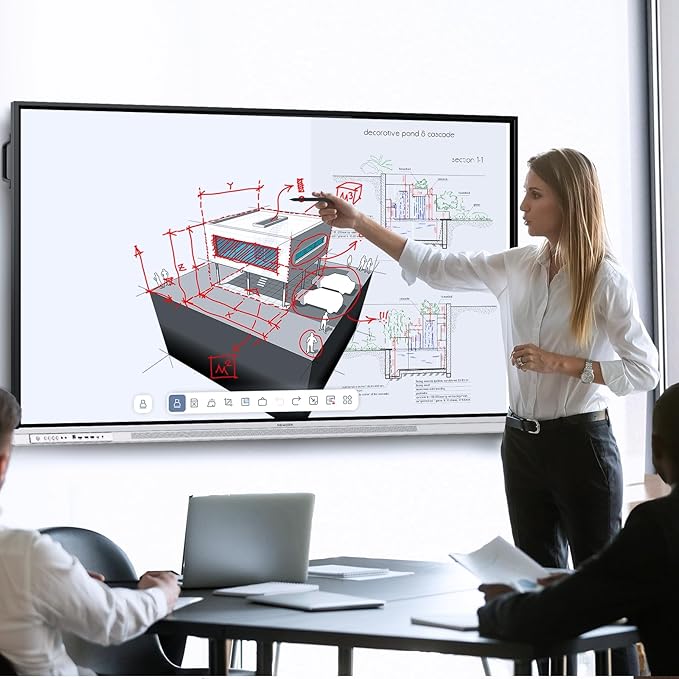 75 Inch 4K Smart Board - Google EDLA-Certified Interactive Whiteboard, Android 14, 50-Point Touch, Wireless Casting - Digital Whiteboard for Classrooms & Hybrid Offices (Board Only)