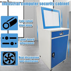 Industrial PC Enclosure Computer Security Cabinet Lockable Detachable Steel Cabinet with Wheels USB Cooling Fan, Adjustable Shelves for Control Equipment (65x60x109.5cm)