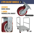 Platform Truck 2500LBS Capacity Industrial Flatbed Cart with 3 Detachable Handels, Push Dolly with 5" Rubber Swivel Wheels, Heavy Duty Flat Cart Hand Truck for Industrial and Commercial