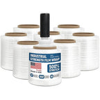 5" x 1000’ Industrial Strength Stretch Wrap, Ready to Use Pack of 8 Mini Rolls with one Handle, Clear Plastic Film, 80 Gauge Thick, 500% Elongation – Heavy-Duty Shrink Wrap for Moving, Packing