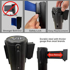 VIP Crowd Control Retractable Belt Queue Safety Stanchion Barrier Set, 36" Ht, 78" Belt + Wall Bracket (6 Pur Posts Pur Belt + SFrame + WBracket)