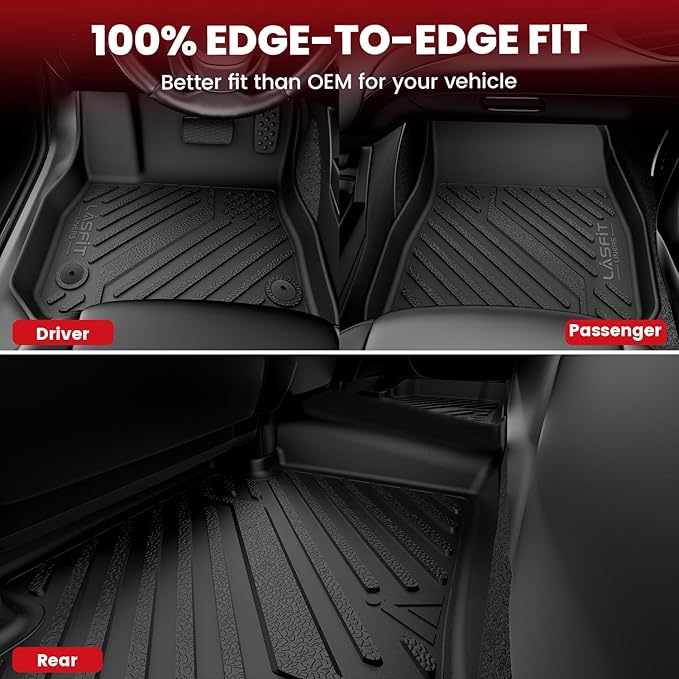 LASFIT Floor Mats for Nissan Versa 2020-2025, Custom Fit All Weather Protection Durable TPE Floor Liners for Nissan Versa S/SR/SV 2025 2024 2023 2022 2021 2020 1st & 2nd Row Car Mats, Black