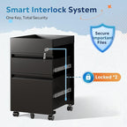 DEVAISE Metal File Cabinet with Lock, 2 Drawer Under Desk Filing Cabinet with Wheels, Locking File Cabinet for Letter/Legal/A4 Size, Black
