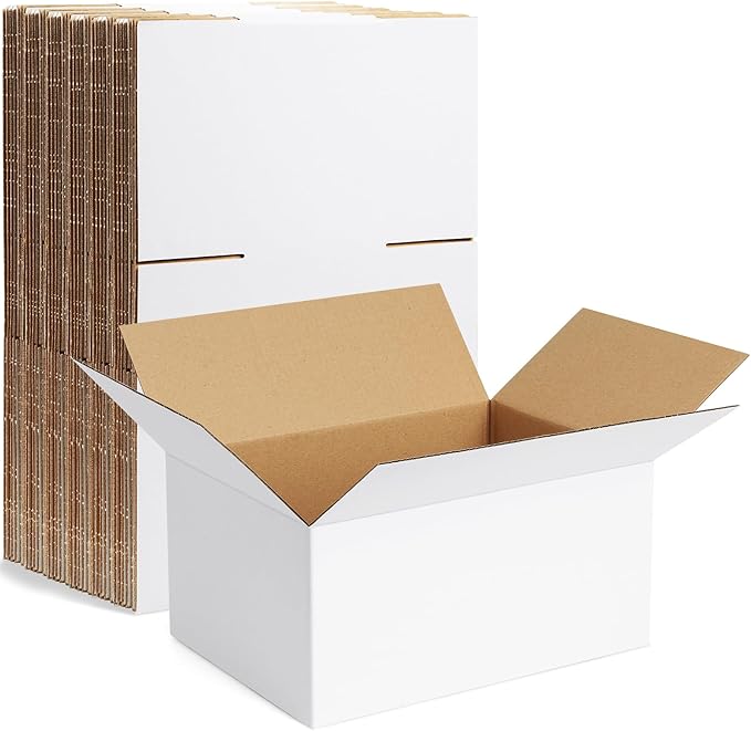 Famagic 10 Pack 8x6x4 Inch Small Shipping Boxes White Corrugated Cardboard Boxes Mailer for Small Business, Mailing Boxes for Packaging Bulk