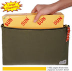 Rough Enough Important Document Storage Bag File Folder Organizer Pouch with Zipper Waxed Canvas Water Repellent for Travel Office Legal Size Green