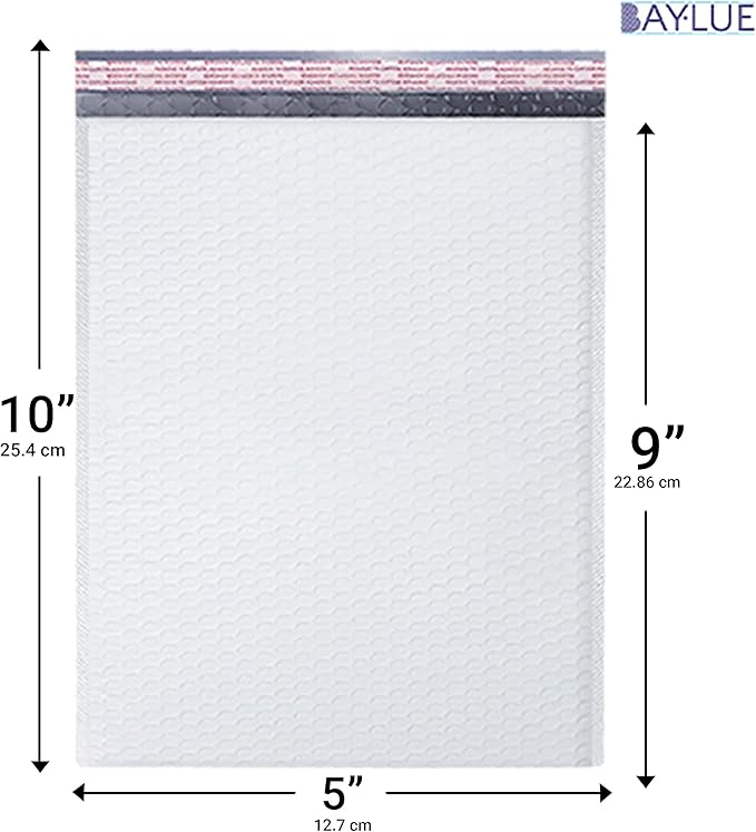 White Small Poly Bubble Mailers 5x10 inch #00 | Self Seal Padded Envelopes | Cushioned Bubble Mailer | Usable Size 5x9 | WaterProof Package | Lightweight mailing Shipping Bags | 250 Pack Bulk |