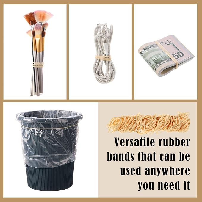 Marspark 6000 Pcs Size 33 Rubber Bands Bulk 10 lb Beige Soft Strong Elastic Rubber Bands for Office Supplies Trash Cans File Folders