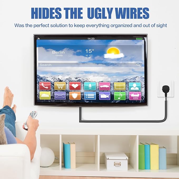 Floor Cable Cover, Low Profile Cable Hider for Wires, Self Adhesive Cord Hider for Wall, Cord Covers Wall Mounted Tv, for Offices, Gym, Exhibitions(Black, 10 Feet)