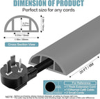 Floor Cord Cover Self Adhesive Cord Hider,20FT Cable Management, Extension Strip Protector for Wires, Prevent Cable Trips for Offices, Gyms, Exhibitions Cavity:0.39"(W) x 0.27"(H) Gray
