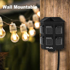 TiFFCOFiO Outdoor Power Strip with Stake Waterproof, 15 FT Extension Cord, 6 Grounded Outlets for Outdoor Lights, 14 AWG, 15A/1875W, ETL Listed