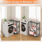 Broom and Mop Holder, Broom Storage Hanger, Cleaning Cart with Broom and Mop Hanger, Cleaning Cart with Wheels, Janitorial Cart for Household, Laundry Room Organization