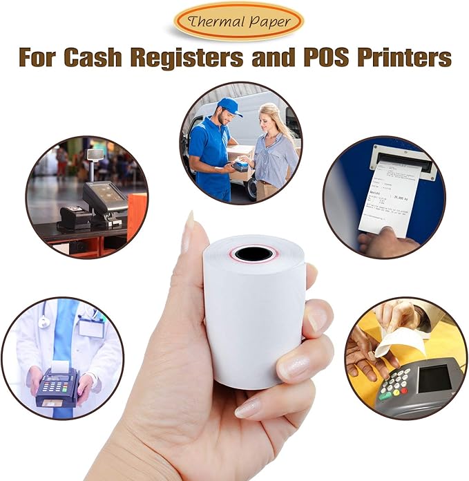 (50 Rolls) 2 1/4" x 85' Thermal Paper, POS Receipt Paper for Retail Business Cash Register, Fits Most Credit Card Terminal