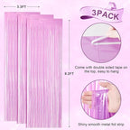 3 Pack 3.3 x 8.2 ft Pastel Purple Foil Fringe Backdrop Curtains, Tinsel Streamers Birthday Party Decorations, Fringe Backdrop for Graduation, Baby Shower, Gender Reveal, Disco Party