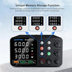 DC Power Supply Variable, 60V 5A Adjustable Switching Regulated Bench Power Supplies with Memory Preset/Locking Key/OCP Protection/Output/USB Fast Charging /4-Digit LED Display
