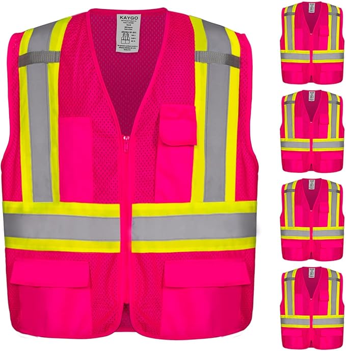 KAYGO Safety Vest with Pockets - High Visibility Reflective Vest ANSI Class 2 Construction Vest