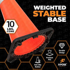 Xpose Safety 36 Inch Orange Traffic Cones with 6" & 4" Collars, 48-Pack - Multipurpose PVC Plastic Safety Cone for Parking, Soccer, Caution, Kids and Construction - DOT Approved