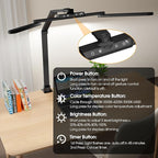 ShineTech LED Desk Lamp for Home Office, 25 Lighting Modes Swing Arm LED Lamp with Clamp, Gesture Sensor, Type C Port, Auto-Off Timer Lamp for Reading