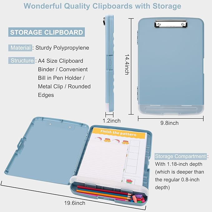 SFLHHDM Clip Boards 8.5x11 with Storage, Heavy Duty Storage Clipboard, Nursing Clipboard Folder with Pen Holder, Clipboards with Low Profile Clip, Nurse Clipboards Binder Case for Classroom