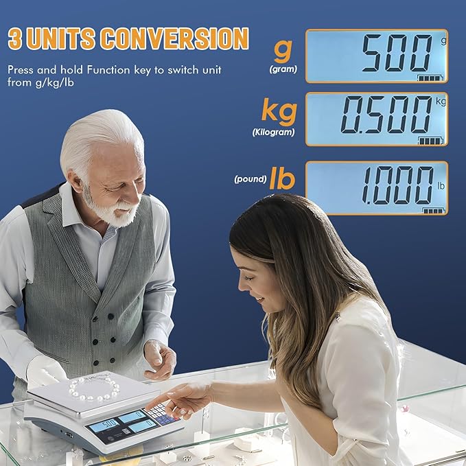 Bonvoisin Industrial Counting Scale Digital Scale for Parts and Coins kg/g/lb Electronic Gram Scale Inventory Counting Scale Industrial Parts Coins Piece Counting Scale (30kg/66lb, 1g)
