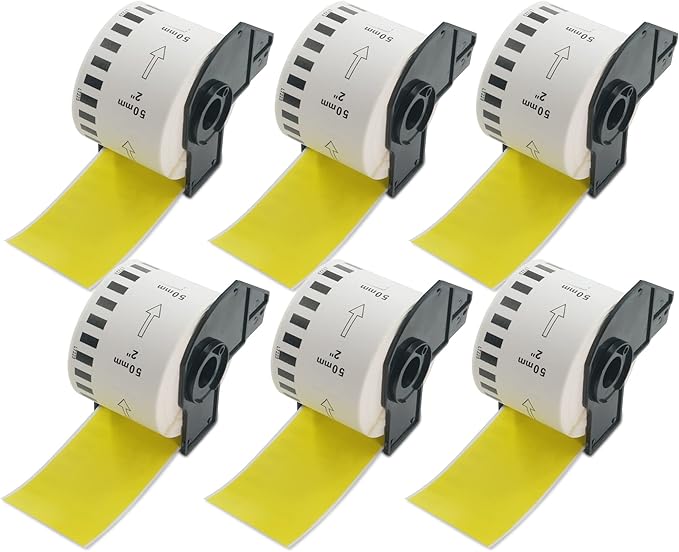 BETCKEY - Continuous Labels Replacement for Brother DK-2223 (1.9 in x 100 ft), Compatible with Brother QL Label Printers [6 Rolls/Continuous Labels, Yellow]