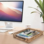 Water Hyacinth Letter Tray, Woven Desk Tray, Wicker Desktop Basket Organizer for Papers, Documents, Magazines, Files