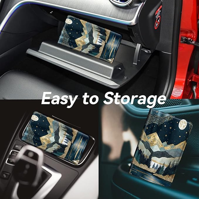Car Registration and Insurance Holder,Cool Car Accessories for ID, Driver's License Cards & Essential Document,business cards,Men&WomenGreen Golden Mountain