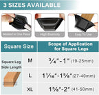 24 Pcs Chair Leg Floor Protectors Square,Black Silicone Felt Furniture Leg Pads Caps Covers for Hardwood Floors(Fit:1-1/16" to 1-5/8")