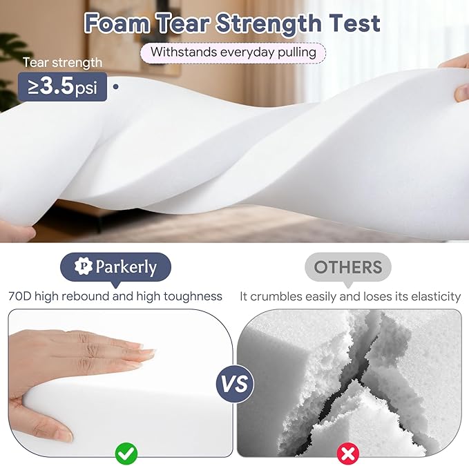 Upholstery Foam 72×24×1 Inch High Density Foam Strong Support Seat Foam for Couch Cushion Replacement Furniture Cushions Car Cushions DIY Projects (2PC)