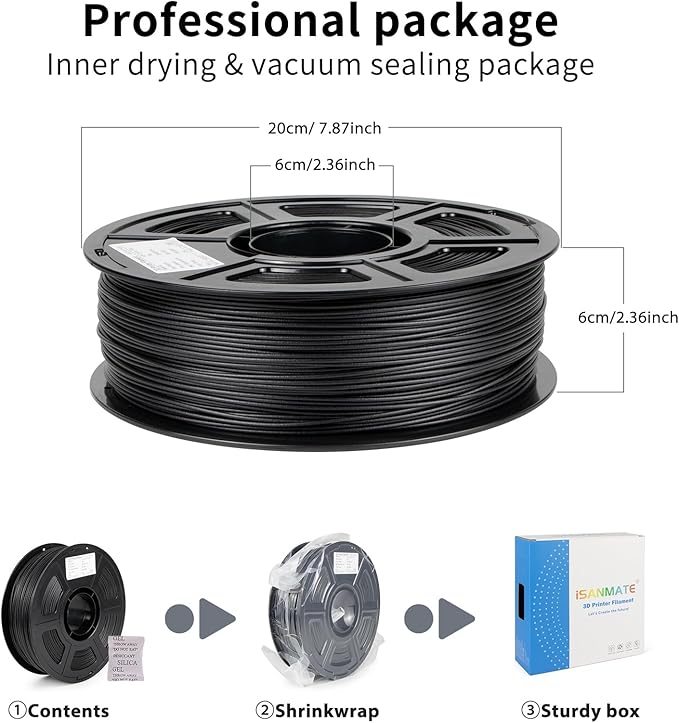 iSANMATE Carbon Fiber ASA Filament 1.75mm,UV/Rain/Heat Resistant Tough 3D Printer Filament, ASA CF Perfect for Outdoor Functional Parts, Dimensional Accuracy +/- 0.02mm, 1kg Spool (2.2lbs)