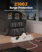 TESSAN Desk Clamp Power Strip 6 Ft, 2100J Surge Protector, 5 Outlets and 4 USB Ports (2 USB C), 1875W, 15A, Flat Plug Extension Cord with Multiple Outlets for Gaming Home Office Dorm Room