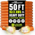 50ft Outdoor/Indoor Extension Cord 16/3 Gauge Heavy Duty 3 Prong SJTW, Waterproof, ETL Listed, Flexible Cold-Resistant Long Power Cord,13A 125V 1625W, Orange by LifeSupplyUSA