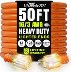 50ft Outdoor/Indoor Extension Cord 16/3 Gauge Heavy Duty 3 Prong SJTW, Waterproof, ETL Listed, Flexible Cold-Resistant Long Power Cord,13A 125V 1625W, Orange by LifeSupplyUSA