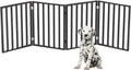 Pet Gate - 4-Panel Indoor Foldable Dog Fence for Stairs, Hallways, or Doorways - 72x24-Inch Wood Freestanding Dog Gates by PETMAKER (Black)