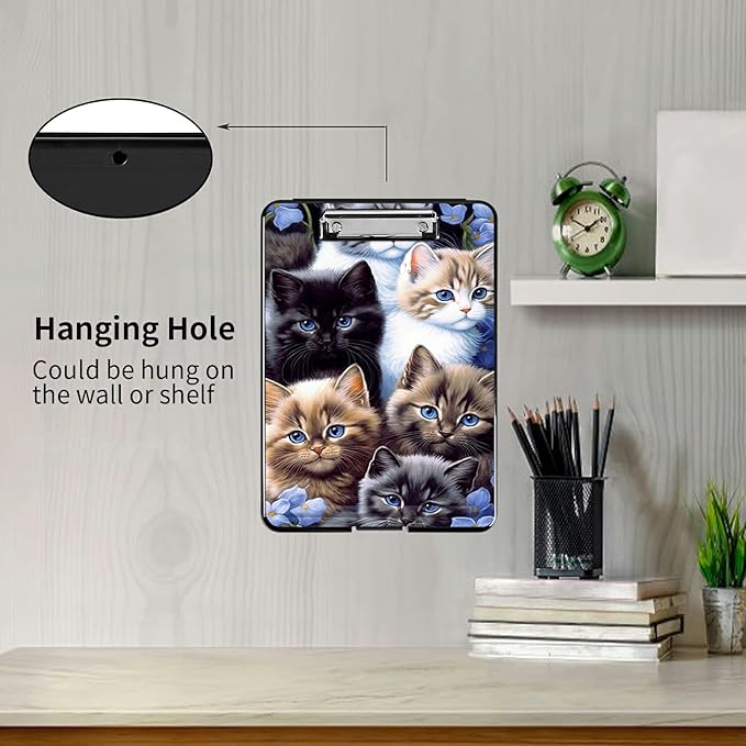 A4 Clipboards,Folder Clipboard with Storage Cute Cat Heavy Duty Clip Boards Waterproof Nursing Plastic File Folder Storage Box Clipboard Case for Teacher,Doctor,Office