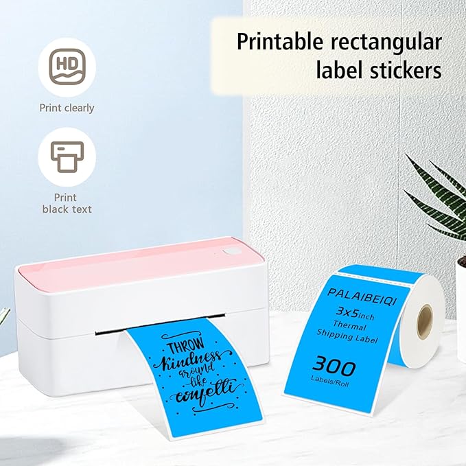 3x5 Inch Thermal Label Stickers,300Pcs Waterproof Rectangle Labels for Storage Bins,Moving Boxes,Address & Inventory Organization,Small Business Labeling,Fluorescent Blue
