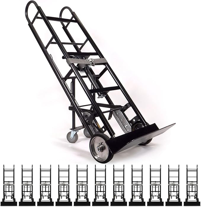 US Cargo Control Appliance Dolly with Stair Climber & Kickback Wheels (12-Pack), 1,200 LBS Capacity, Industrial Appliance Hand Truck with Single Auto Recoil Strap System, Heavy Duty Steel Hand Truck