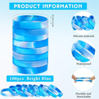 Liliful 100 Pcs Silicone Rubber Wristbands Rubber Wristband Bracelet Bands for Silicone Wristbands for Women Men(Blue and White)