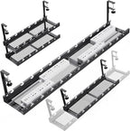 31Inch Extendable Under Desk Cable Management Tray Multi-Model Metal Cable Management Tray Under Desk Cord Management with Clamp Power Strip Cord Holder for Wire Cable Management