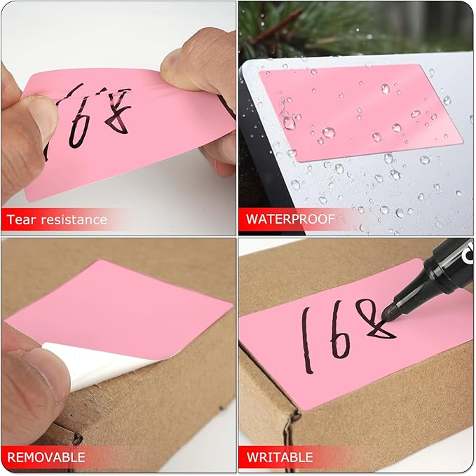 Pink Rectangle Stickers 3 x 2 Inch Color Coding Labels Vinyl Roll Self-Adhesive Waterproof Removable 500 PCS