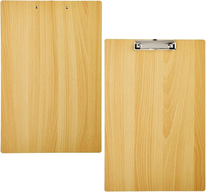 Extra Large Clipboard Pack - 4 Tabloid Clipboards, Extra Large 11.5 x 17.5 in Wooden Ledger - Solid Hardwood & Metal Low-Profile Clip with Hook for Classroom & Office Use