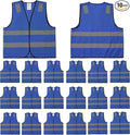 Blue Safety Vests 10 Pack - Reflective High Visibility Construction ANSI Class 2 Work Vests for Men,Woman,Hi Vis Mesh and Neon Silver Strip