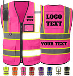 Custom Safety Vest High Visibility Reflective Vests with Logo Pockets Men Women Customize 2 two tone Work Vest Construction